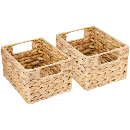 HMF Aufbewahrungskorb, Korb geflochten aus Wasserhyazinthe Seegras | 2er Set | Größe S | 22 x 17 x 12 cm von HMF