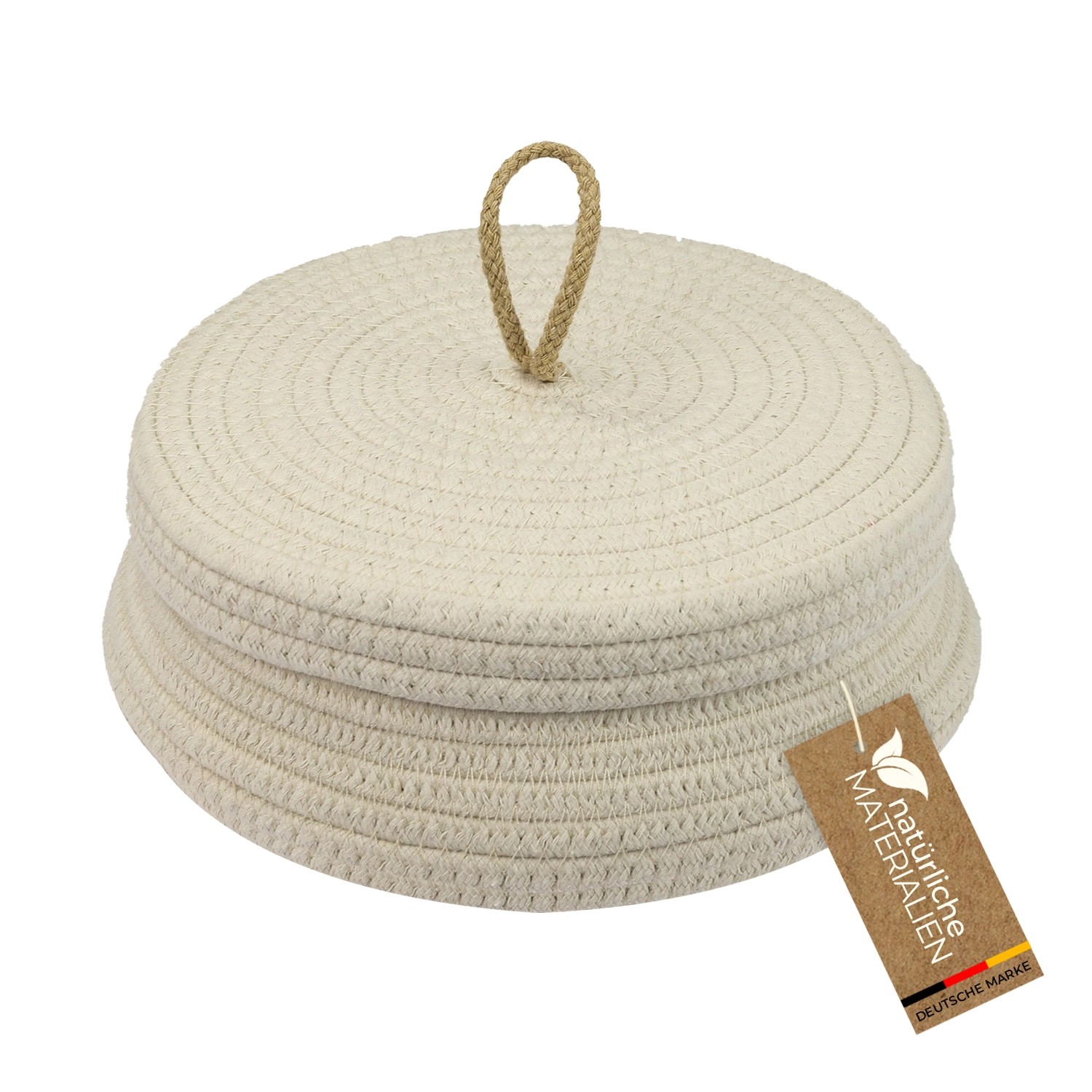 HMF Aufbewahrungskorb Badezimmer Rund Korb Deckel Baumwolle Flach 25 x 11 cm Creme HMF Aufbewahrungskorb Badezimmer Rund Korb Deckel Baumwolle Flach 25 x 11 cm Creme von HMF