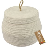 HMF Aufbewahrungskorb Badezimmer rund, Korb mit Deckel aus Baumwolle, Hoch, 25,5 x 19 cm, Creme HMF Aufbewahrungskorb Badezimmer rund, Korb mit Deckel aus Baumwolle, Hoch, 25,5 x 19 cm, Creme von HMF