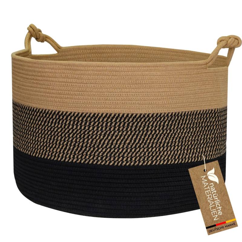 HMF Aufbewahrungskorb Glücksknoten-Griffen Großer Korb Baumwolle 50 x 33 cm Schwarz-Honig HMF Aufbewahrungskorb Glücksknoten-Griffen Großer Korb Baumwolle 50 x 33 cm Schwarz-Honig von HMF