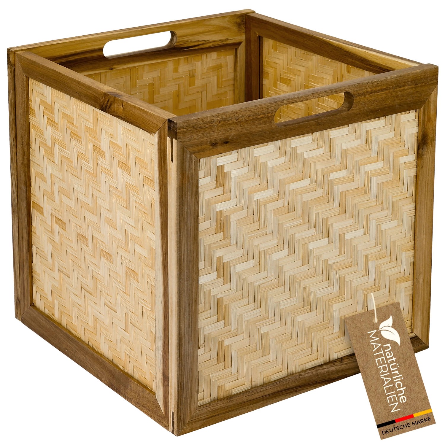HMF Aufbewahrungskorb Kallax Regale Korb Rattan Wiener Geflecht und Akazienholz Muster 1 32 x 34 x 32 cm HMF Aufbewahrungskorb Kallax Regale Korb Rattan Wiener Geflecht und Akazienholz Muster 1 32 x 34 x 32 cm von HMF