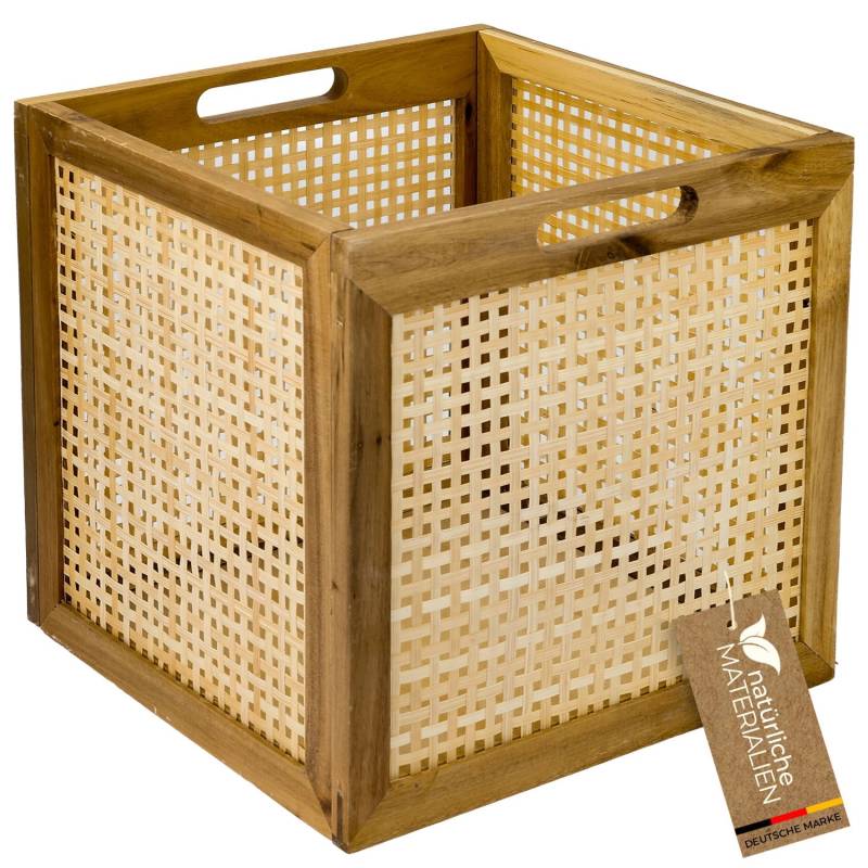 HMF Aufbewahrungskorb Kallax Regale Korb Rattan Wiener Geflecht und Akazienholz Muster 3 32 x 34 x 32 cm HMF Aufbewahrungskorb Kallax Regale Korb Rattan Wiener Geflecht und Akazienholz Muster 3 32 x 34 x 32 cm von HMF