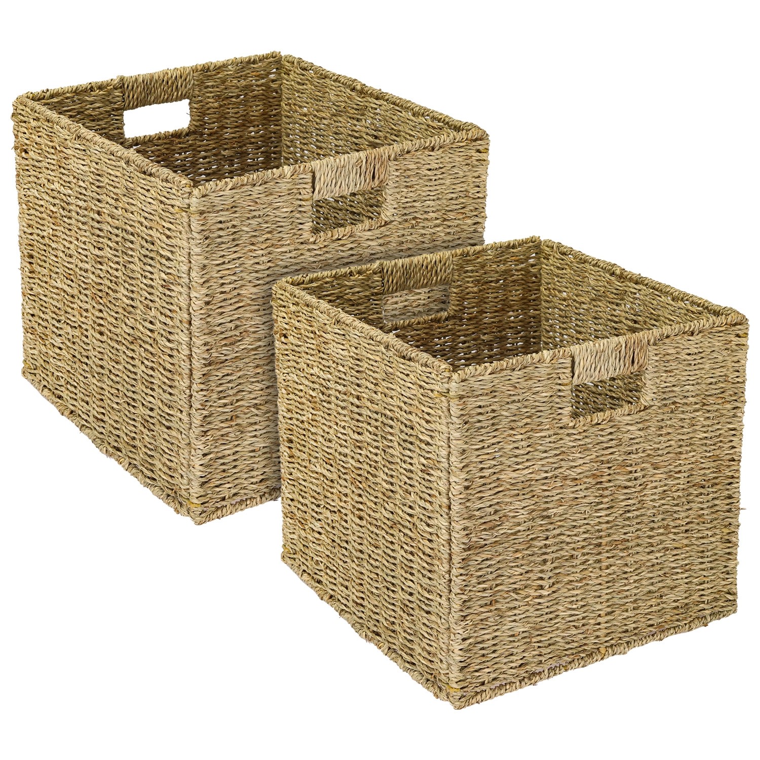 HMF Aufbewahrungskorb Korb Geflochten Seegras Kallax 32 x 34 x 32 cm 2er Set von HMF