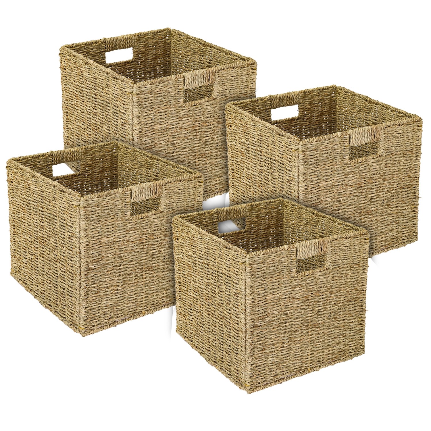 HMF Aufbewahrungskorb Korb Geflochten Seegras Kallax 32 x 34 x 32 cm 4er Set HMF Aufbewahrungskorb Korb Geflochten Seegras Kallax 32 x 34 x 32 cm 4er Set von HMF
