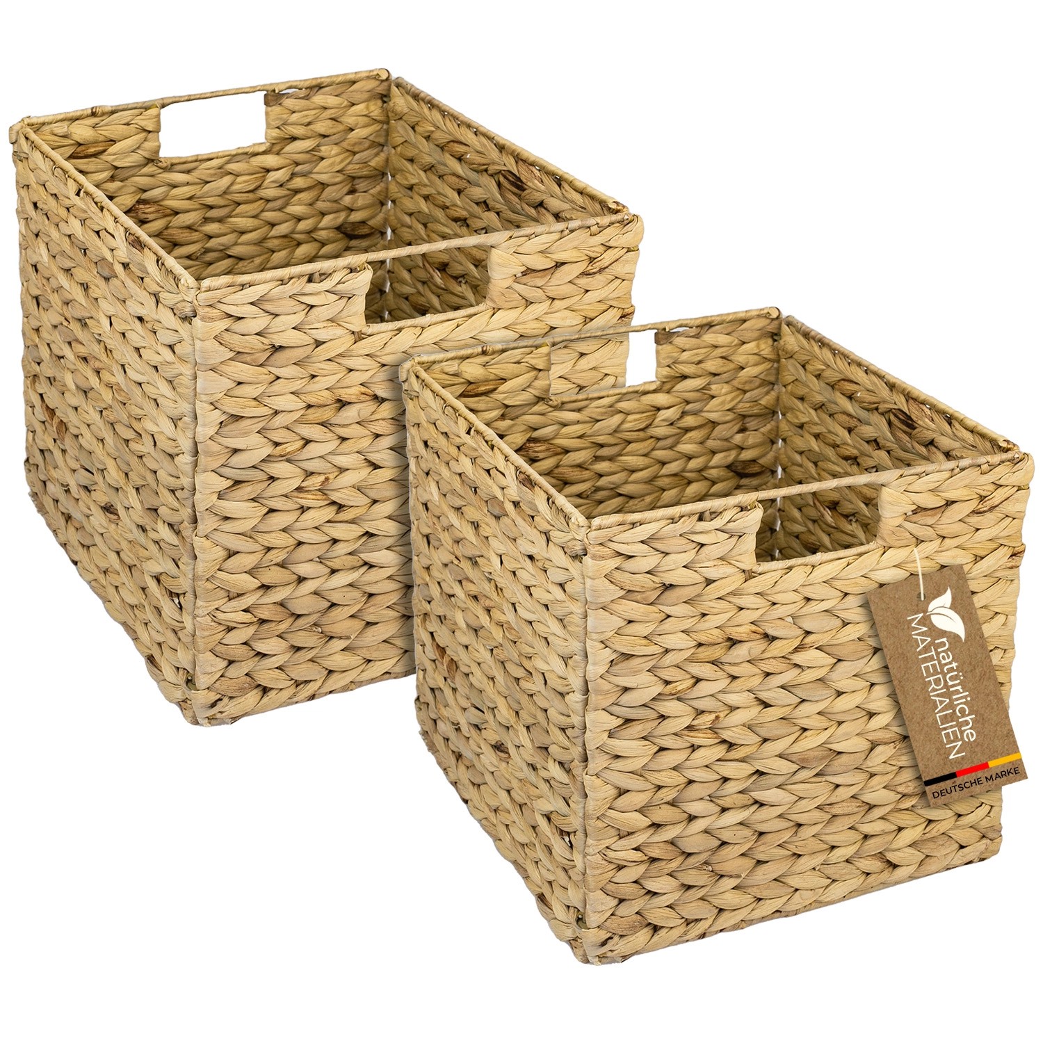 HMF Aufbewahrungskorb Korb Geflochten Wasserhyazinthe Seegras Kallax 32 x 34 x 32 cm 2er Set von HMF