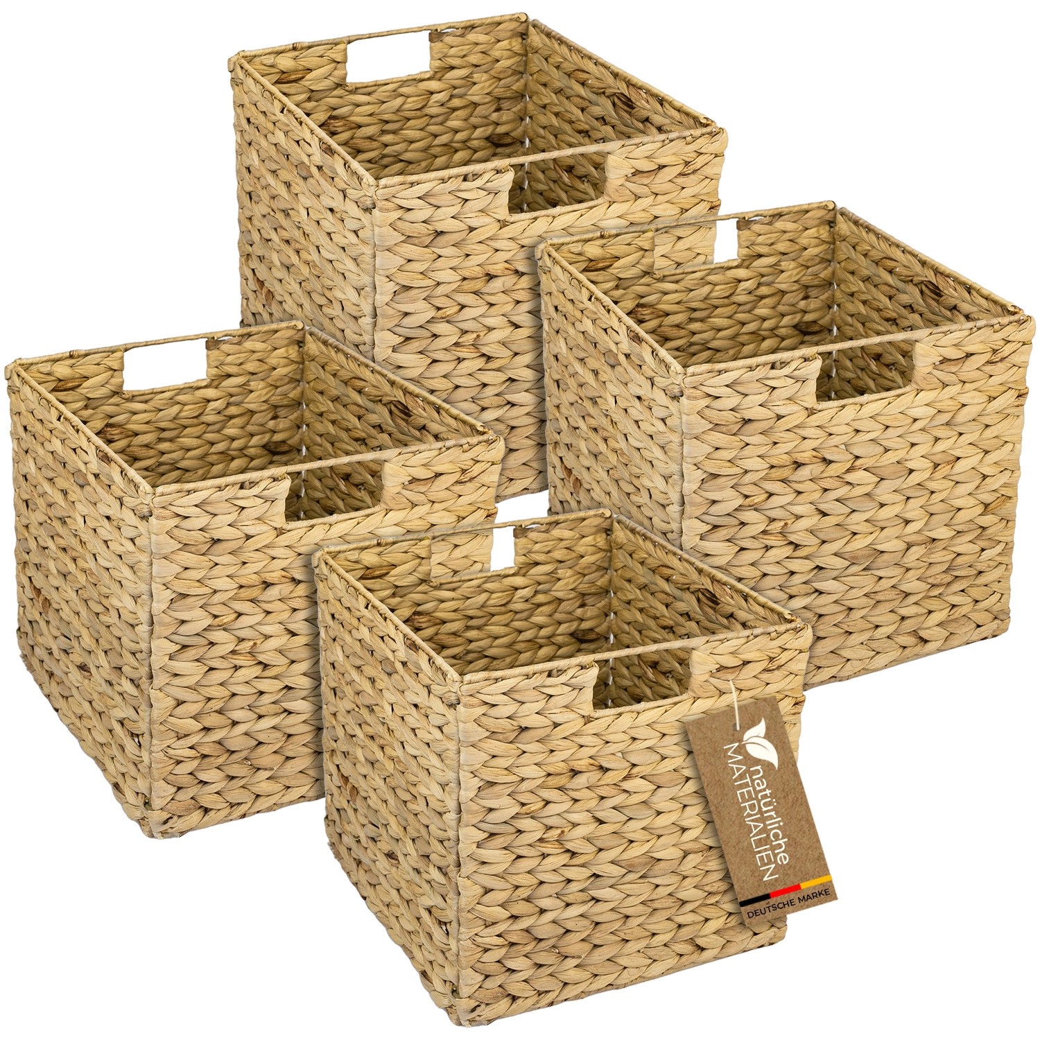 HMF Aufbewahrungskorb Korb Geflochten Wasserhyazinthe Seegras Kallax 32 x 34 x 32 cm 4er Set HMF Aufbewahrungskorb Korb Geflochten Wasserhyazinthe Seegras Kallax 32 x 34 x 32 cm 4er Set von HMF