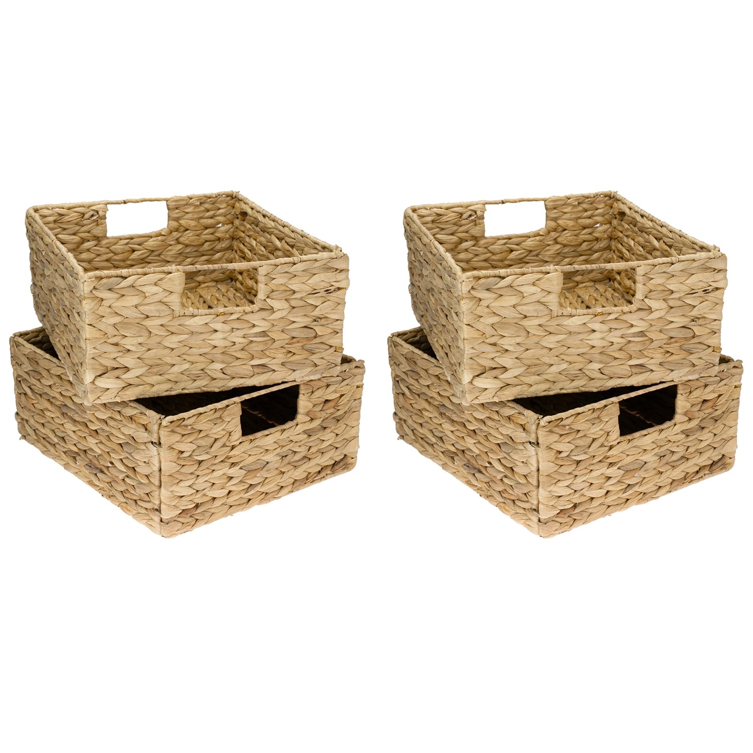 HMF Aufbewahrungskorb Korb Geflochten Wasserhyazinthe Seegras Kallax Halbes Fach 30x34x15cm 4er Set von HMF