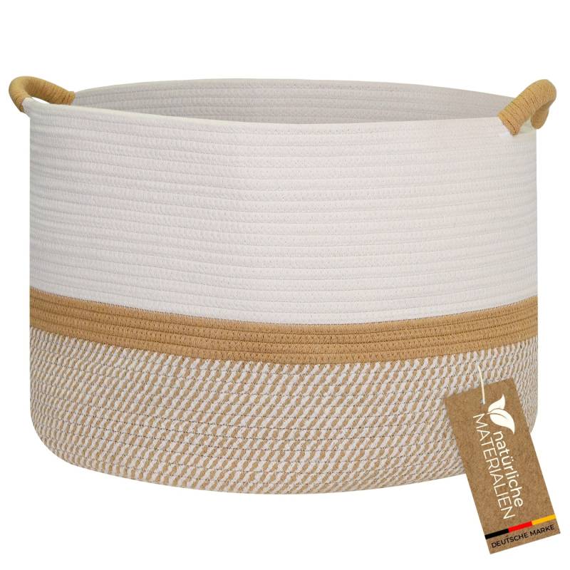 HMF Aufbewahrungskorb Verstärkten Griffen Großer Korb Baumwolle 50 x 33 cm Weiß-Braun HMF Aufbewahrungskorb Verstärkten Griffen Großer Korb Baumwolle 50 x 33 cm Weiß-Braun von HMF