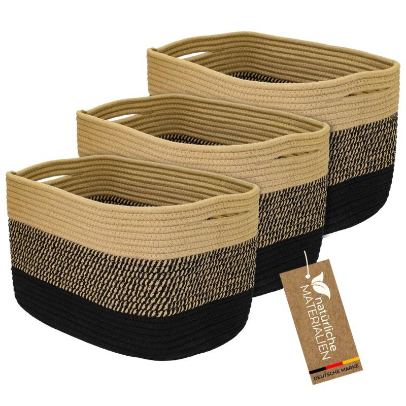 HMF Aufbewahrungskorb Versteckten Griffen 3er Set Korb Baumwolle 37 x 25 x 22 cm Schwarz-Honig HMF Aufbewahrungskorb Versteckten Griffen 3er Set Korb Baumwolle 37 x 25 x 22 cm Schwarz-Honig von HMF