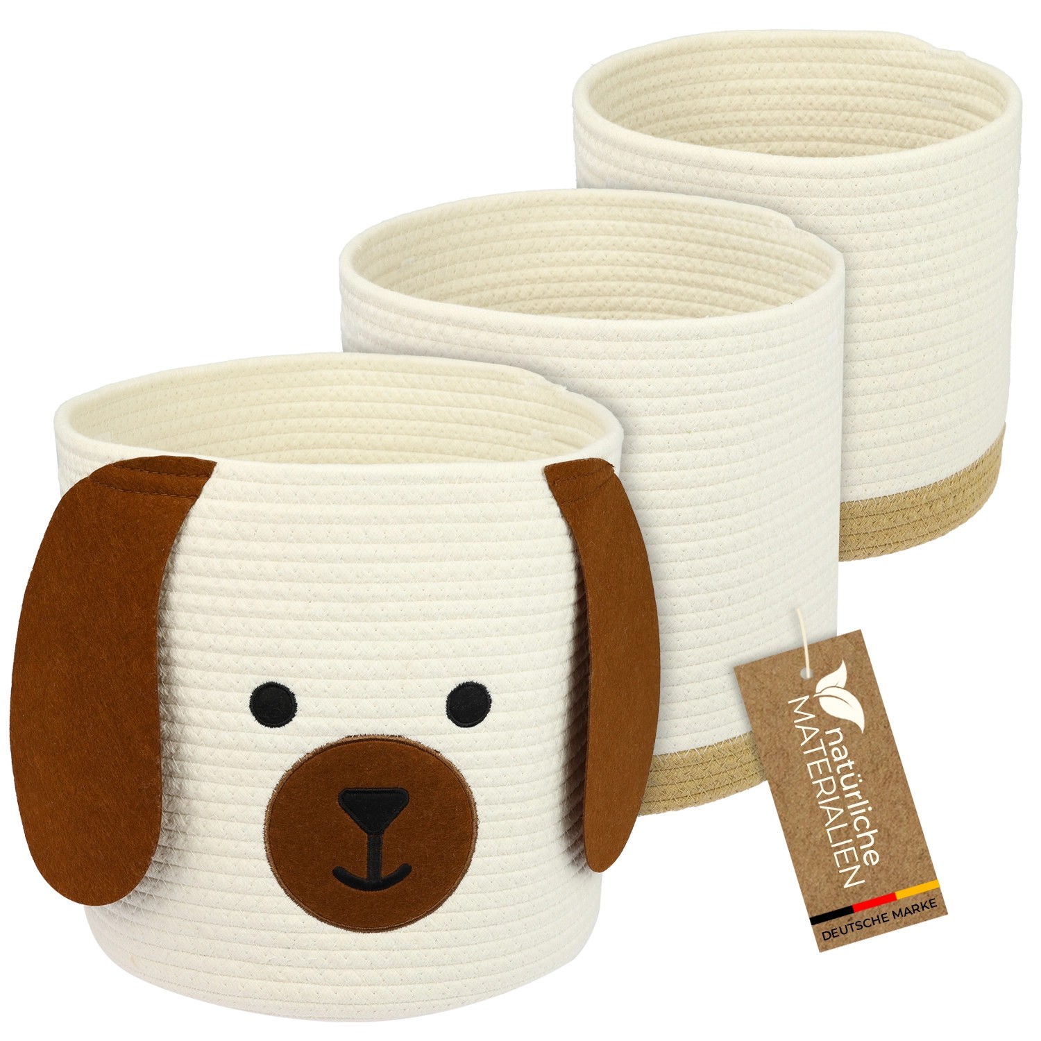 HMF Aufbewahrungskorb Versteckten Griffen 3er Set Korb Kinderzimmer Baumwolle Hund Großtel Klein HMF Aufbewahrungskorb Versteckten Griffen 3er Set Korb Kinderzimmer Baumwolle Hund Großtel Klein von HMF