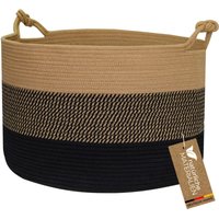 HMF Aufbewahrungskorb mit Glücksknoten-Griffen, großer Korb aus Baumwolle, 50 x 33 cm, Schwarz-Honig HMF Aufbewahrungskorb mit Glücksknoten-Griffen, großer Korb aus Baumwolle, 50 x 33 cm, Schwarz-Honig von HMF
