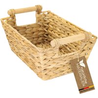 HMF Aufbewahrungskorb Badezimmer, Korb mit Holzgriffen geflochten aus Wasserhyazinthe, lang und eckig, 30 x 20 x 12 cm HMF Aufbewahrungskorb Badezimmer, Korb mit Holzgriffen geflochten aus Wasserhyazinthe, lang und eckig, 30 x 20 x 12 cm von HMF