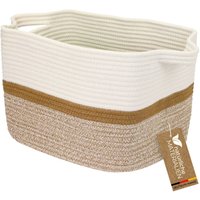 HMF Aufbewahrungskorb mit verlängerten Griffen, Korb aus Baumwolle, 36 x 30 x 25 cm, Weiß-Braun HMF Aufbewahrungskorb mit verlängerten Griffen, Korb aus Baumwolle, 36 x 30 x 25 cm, Weiß-Braun von HMF