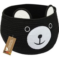 HMF Aufbewahrungskorb mit versteckten Griffen, Korb für Kinderzimmer aus Baumwolle, Bär, 30 x 24 cm, Schwarz HMF Aufbewahrungskorb mit versteckten Griffen, Korb für Kinderzimmer aus Baumwolle, Bär, 30 x 24 cm, Schwarz von HMF