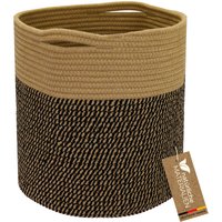 HMF Aufbewahrungskorb mit versteckten Griffen, runder Korb passend für Kallax, 31 x 31 cm, Schwarz-Honig HMF Aufbewahrungskorb mit versteckten Griffen, runder Korb passend für Kallax, 31 x 31 cm, Schwarz-Honig von HMF