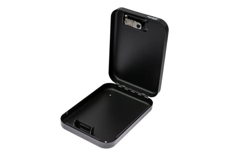 HMF Autotresor tragbarer Autosafe mit Sicherungskabel, Sicherheitsbox mit Zahlenschloss 24 x 16,5 x 4,5 cm, Autosafe schwarz von HMF