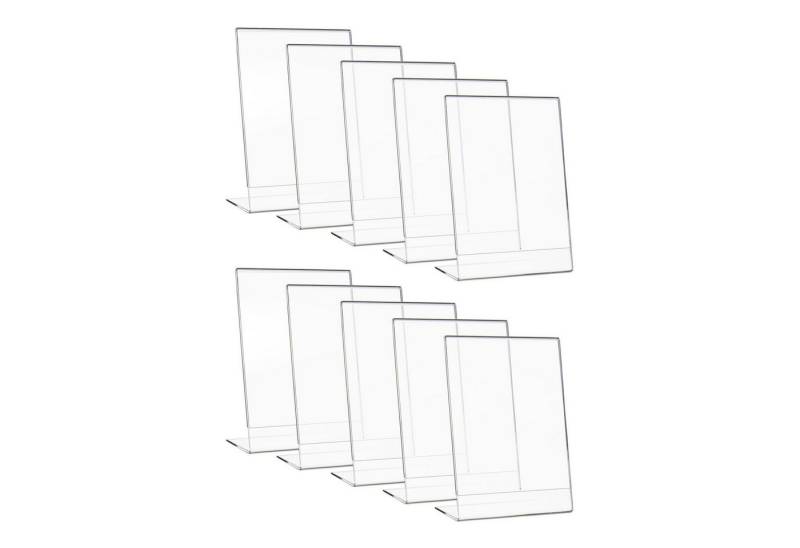 HMF Bilderrahmen 4693 Acryl Tischaufsteller schräg, für 1 Bilder (10 St), L-Ständer DIN A5 Hochformat, Glasklar von HMF