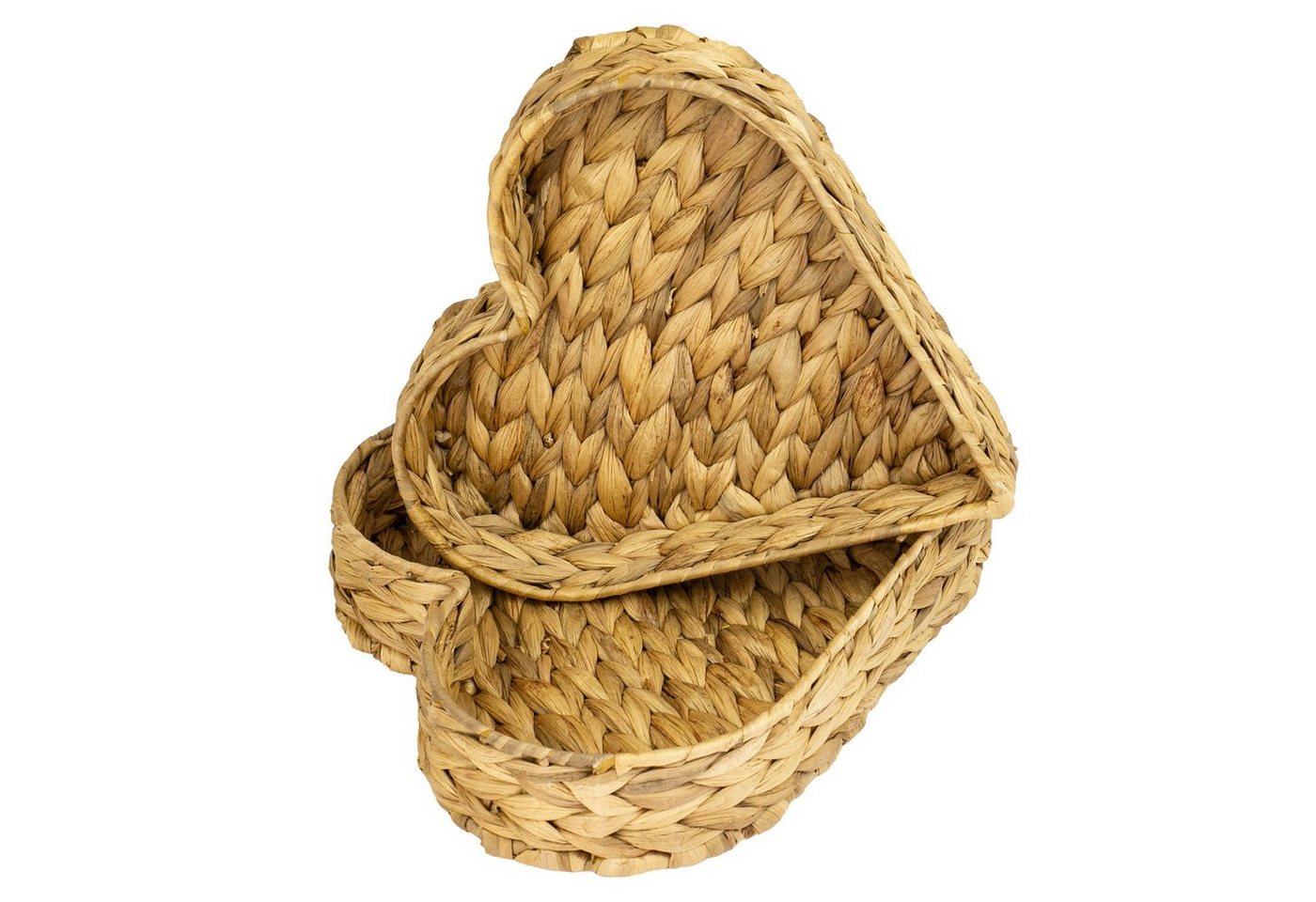 HMF Dekotablett Deko Herz, Dekoschale geflochten aus Wasserhyazinthe (2er Set, versch. Größen), Deko- und Serviertabletts 29/26 cm Breite von HMF