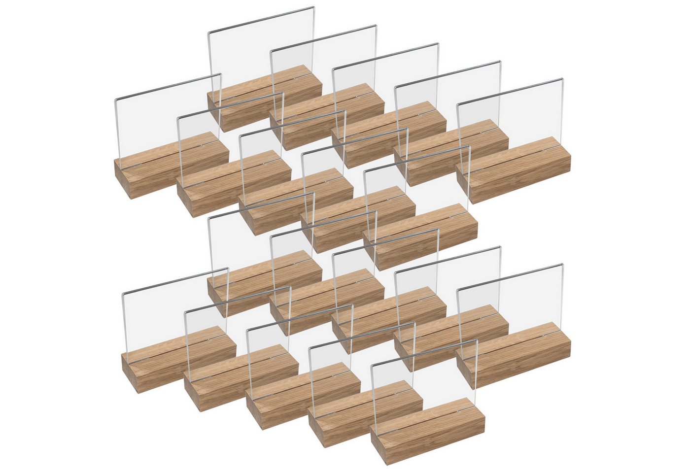 HMF Einzelrahmen Tischaufsteller 4694, (20 St), Acryl T-Ständer mit Holzfuß aus Eichenholz, DIN A5 Querformat von HMF