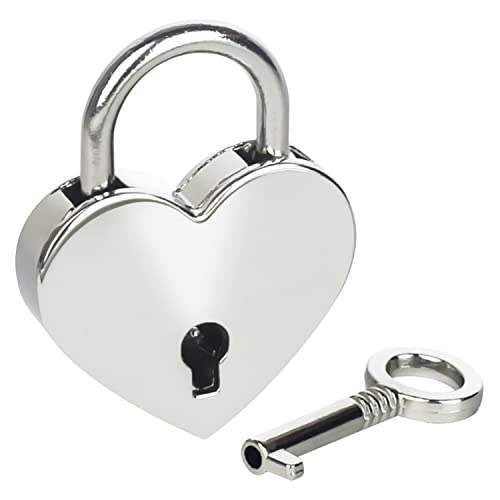 HMF Mini Deko Vorhängeschloss mit Schlüssel in Herzform | 3,9 x 3 x 0,7 cm | Silber von HMF