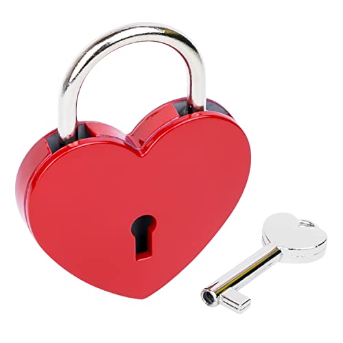 HMF Mini Deko Vorhängeschloss mit Schlüssel in Herzform | 5,9 x 5 x 0,8 cm | Rot von HMF