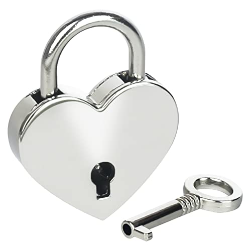 HMF Mini Deko Vorhängeschloss mit Schlüssel in Herzform | 5,9 x 5 x 0,8 cm | Silber von HMF
