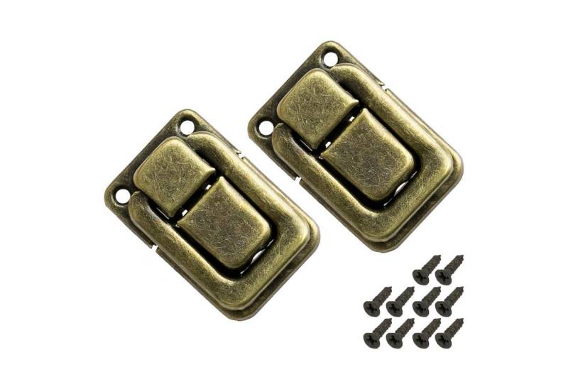 HMF Möbelbeschlag Spannverschluss aus Metall für Vintage Koffer (2 Stück, Set), Retro Kistenverschluss 25 x 38 mm, Bronze von HMF