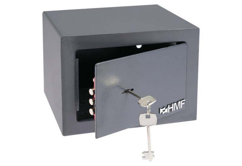 HMF Möbeltresor Safe Tresor klein mit Schlüssel, Schließfach mit Doppelbartschloss, 23 x 17 x 17 cm, anthrazit von HMF