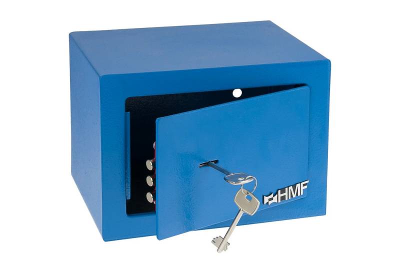 HMF Möbeltresor Safe Tresor klein mit Schlüssel, Schließfach mit Doppelbartschloss, 23 x 17 x 17 cm, blau von HMF