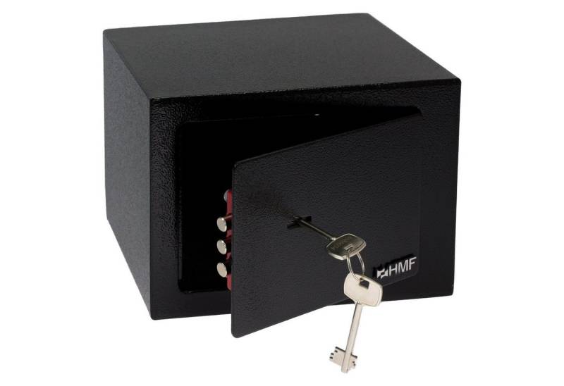 HMF Möbeltresor Safe Tresor klein mit Schlüssel, Schließfach mit Doppelbartschloss, 23 x 17 x 17 cm, schwarz von HMF