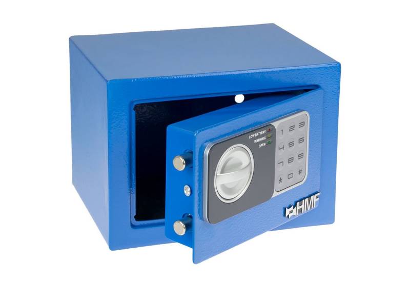 HMF Möbeltresor Robuster Tresor aus Stahl, Schließfach mit Elektronischem Schloss, 23 x 17 x 17 cm, blau von HMF