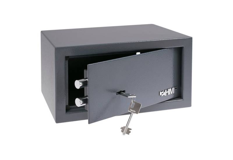 HMF Möbeltresor Safe Tresor mit Schlüssel, Möbeltresor, mit Doppelbartschloss, 31 x 17 x 25 cm, anthrazit von HMF