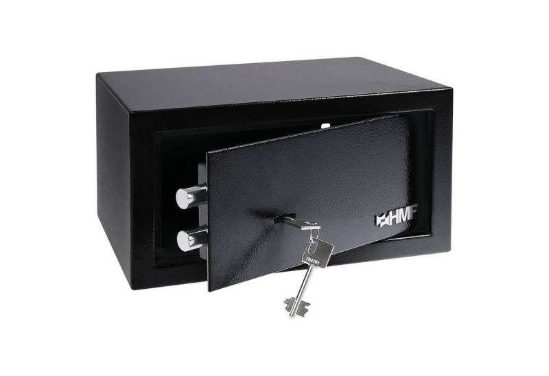HMF Möbeltresor Safe Tresor mit Schlüssel, Möbeltresor, mit Doppelbartschloss, 31 x 17 x 25 cm, Schwarz von HMF