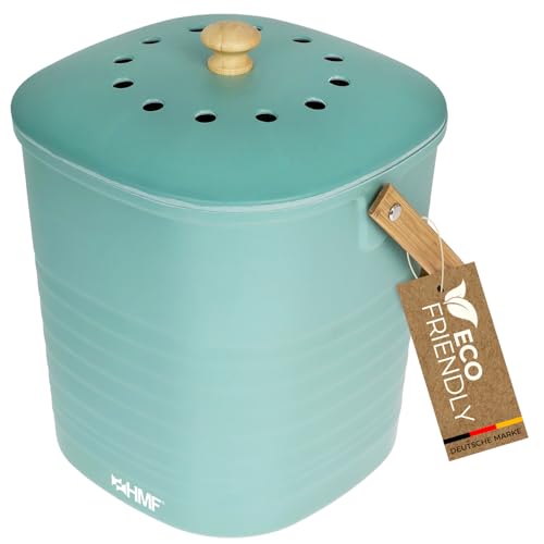 HMF Nachhaltiger Biomülleimer Küche, Geruchsdichter Komposteimer mit Deckel | 6 Liter | Grün von HMF