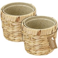 HMF - 37280-14CM-S2 Innovativer Blumentopf geflochten aus Wasserhyazinthe, mit Pflanztopf aus nachhaltigen Rohstoffen, Rund, 2er Set, 14 cm von HMF