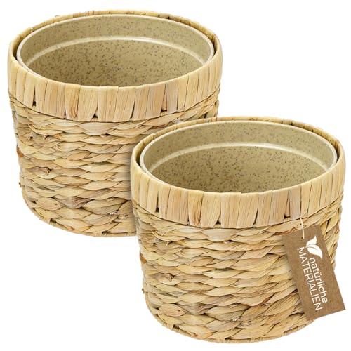 HMF Innovativer Blumentopf geflochten aus Wasserhyazinthe, mit Pflanztopf aus nachhaltigen Rohstoffen, Rund | 2er Set | 19 cm Durchmesser HMF Innovativer Blumentopf geflochten aus Wasserhyazinthe, mit Pflanztopf aus nachhaltigen Rohstoffen, Rund | 2er Set | 19 cm Durchmesser von HMF