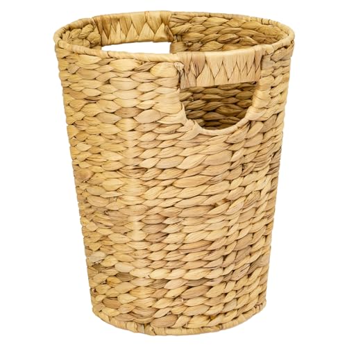 HMF Papierkorb, Mülleimer Büro geflochten aus Wasserhyazinthe | Rund | 25 cm Durchmesser, 30 cm Höhe von HMF