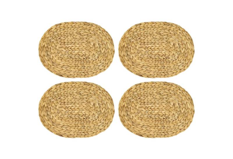 HMF Platzset Nachhaltiges Tischset oval, geflochten aus Wasserhyazinthe, abwaschbare Telleruntersetzer, 40 x 30 cm von HMF