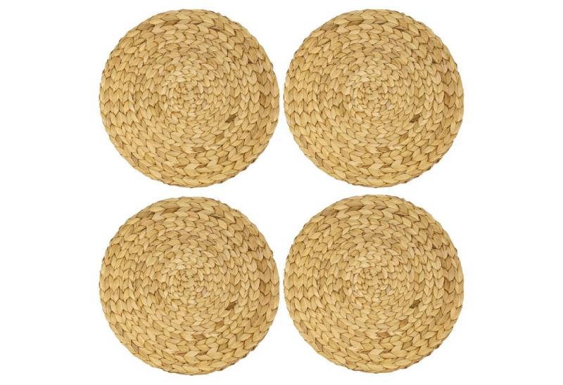 HMF Platzset Nachhaltiges Tischset rund, geflochten aus Wasserhyazinthe, (4 Stück, Set), abwaschbare Telleruntersetzer, ø 35 cm von HMF