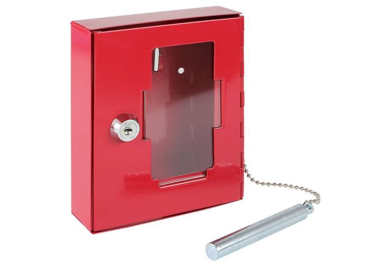 HMF Schlüsselkasten abschließbarer Notschlüsselkasten mit 2 Schlüsseln, mit Hammer, 15x12x4cm von HMF