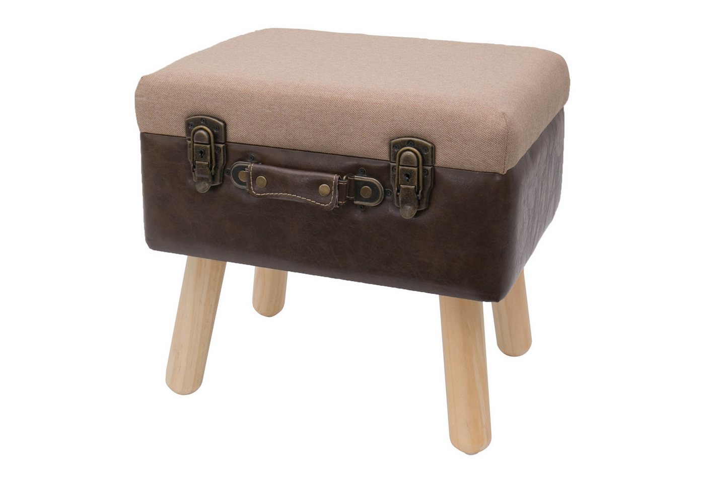 HMF Sitzhocker Stauraumhocker handgefertigter Hocker aus Holz, Dekoratives Wohnaccessoire im Vintage-Design, 40 x 32 x 39 cm, Klassik von HMF