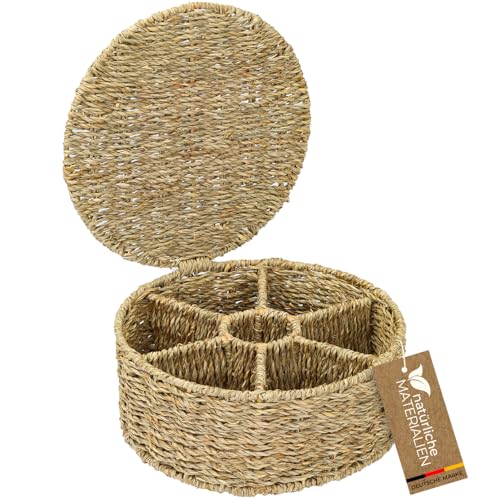HMF Teebox für Teebeutel geflochten aus Seegras, Tee Aufbewahrungsbox mit 7 großen Fächern | 27 x 27 x 11 cm HMF Teebox für Teebeutel geflochten aus Seegras, Tee Aufbewahrungsbox mit 7 großen Fächern | 27 x 27 x 11 cm von HMF