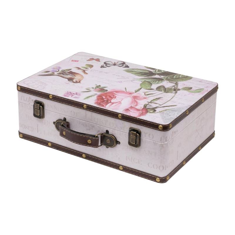 HMF VKO102 Vintage Koffer Holz 38 x 26 x 13 cm Deko Rose von HMF