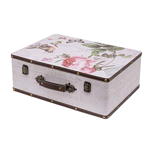 HMF VKO102 Vintage Koffer aus Holz | 44 x 32 x 16 cm | Groß | Deko Rose von HMF