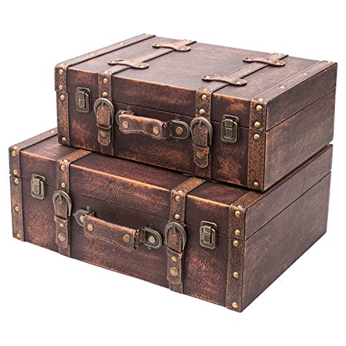 HMF VKO103 Vintage Koffer aus Holz | 2er Set | Versch. Größen | Deko Klassik HMF VKO103 Vintage Koffer aus Holz | 2er Set | Versch. Größen | Deko Klassik von HMF
