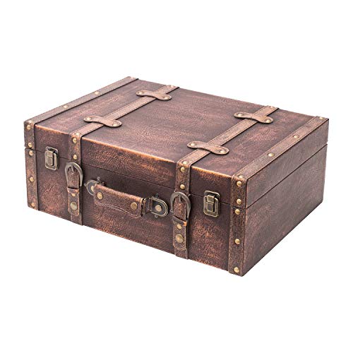 HMF VKO103 Vintage Koffer aus Holz | 44 x 32 x 16 cm | Groß | Deko Klassik von HMF