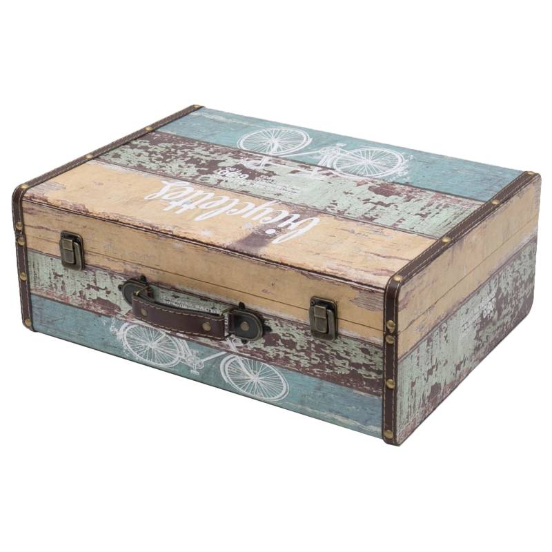 HMF VKO106 Vintage Koffer Holz 44 x 32 x 16 cm Deko Fahrrad von HMF