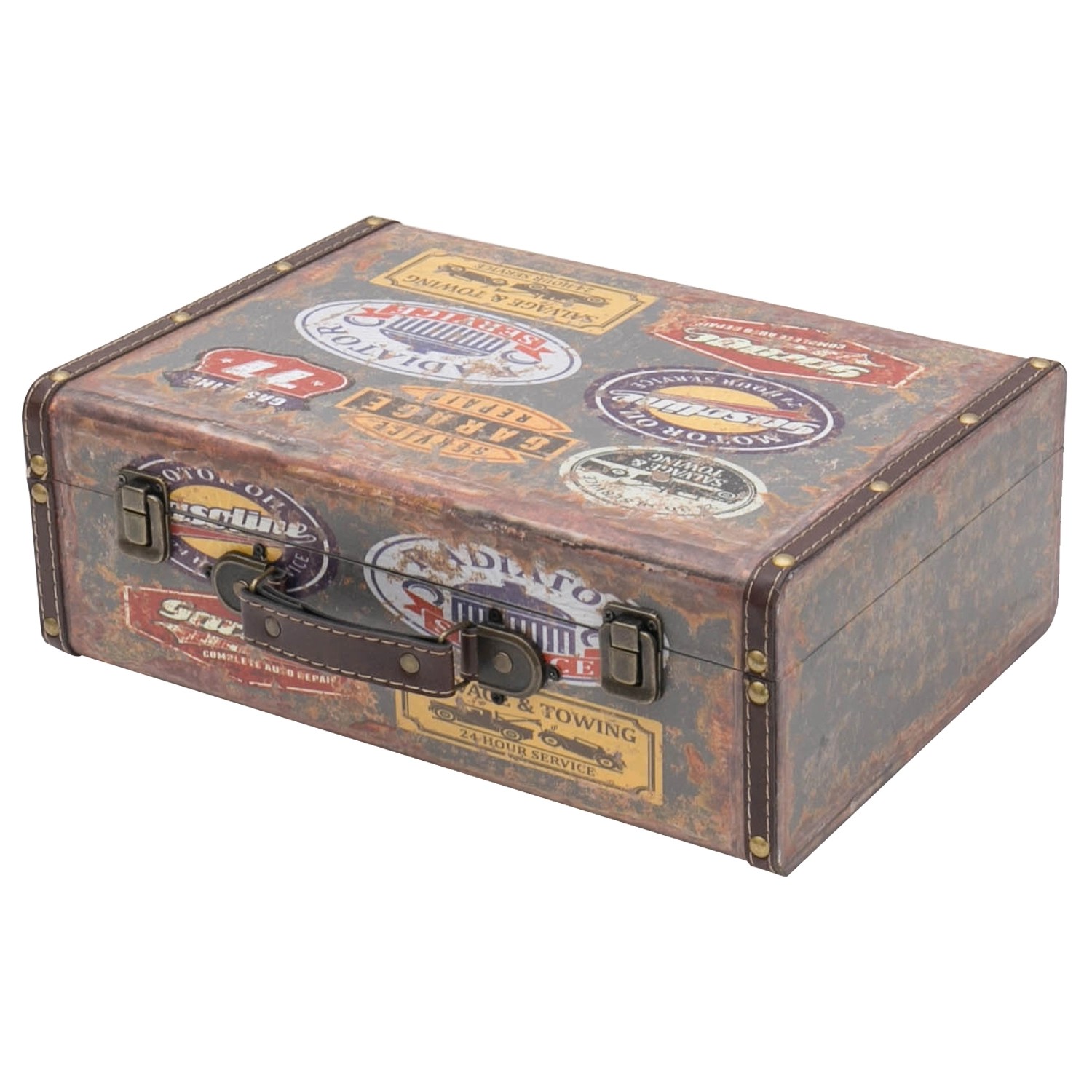 HMF VKO107 Vintage Koffer Holz 38 x 26 x 13 cm Deko Garage von HMF