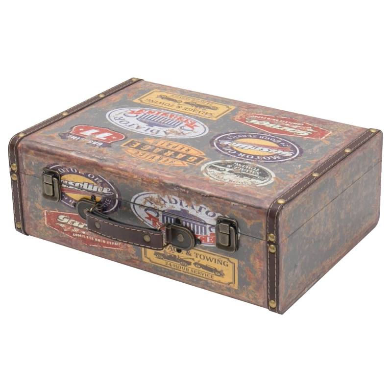 HMF VKO107 Vintage Koffer Holz 38 x 26 x 13 cm Deko Garage von HMF
