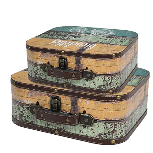 HMF VKO206 Vintage Koffer aus Holz | 2er Set | Versch. Größen | Deko Fahrrad von HMF